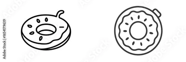 Fototapeta Different styles of donut illustrations featuring simple line art designs with distinct shapes and details