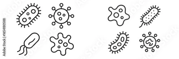 Obraz Microorganisms illustrated with simple designs showcasing various shapes and forms common in biology studies