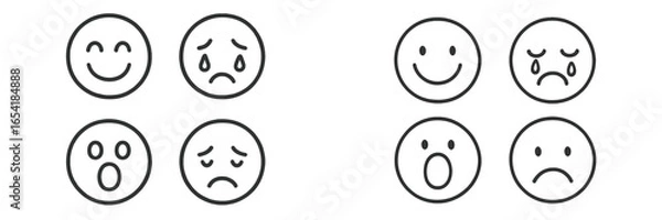 Fototapeta Emotions represented through simple vector illustrations with faces