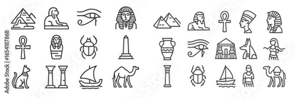 Fototapeta Collection of ancient Egyptian symbols and icons in vector style