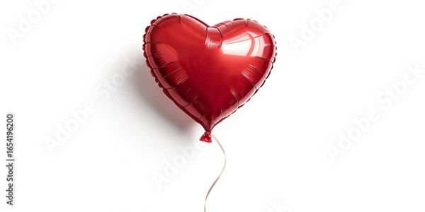 Fototapeta Heart shaped balloon floating isolated on clean white background
