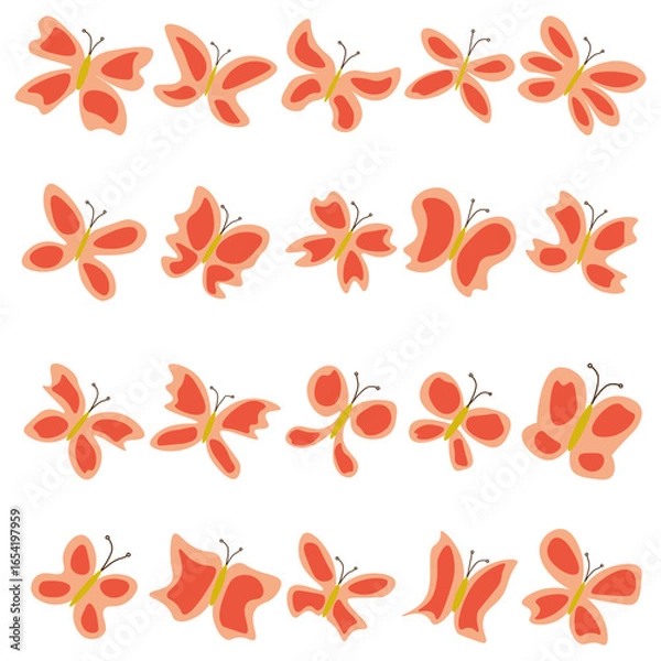 Obraz Butterfly Insect Illustration Set – Colorful Vector Elements Collection