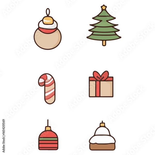 Obraz christmas, festival, vector, transparent background, xmas, icon, celebration, winter, surprise, pattern, merry, season, icons, christmas set
