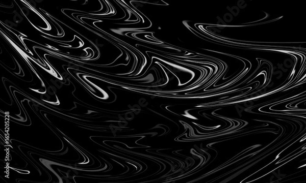 Fototapeta Black and White Abstract Liquid Marble Background – Fluid Wavy Pattern Texture