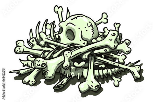 Obraz Cartoon image of pile of bones. An artistic freehand picture.