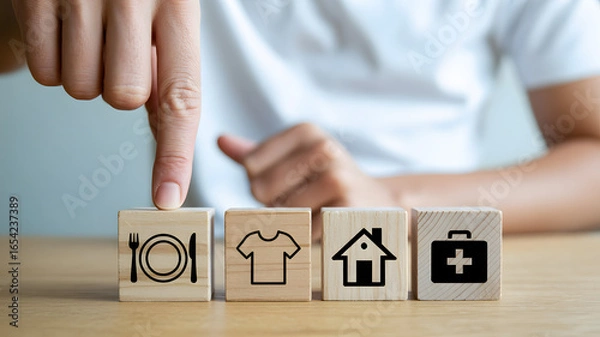 Obraz Essential needs concept, meeting basic needs for survival and well being now