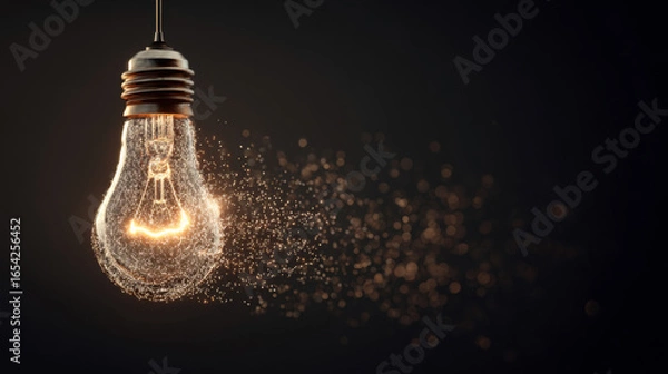 Obraz glowing light bulb floating in dark space