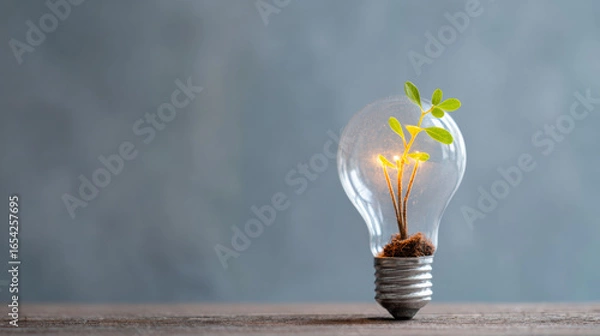 Obraz plant growing inside light bulb