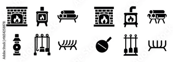 Obraz Fireplace Icon Set