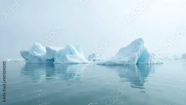Obraz A glacier landscape with icebergs floating in blue water