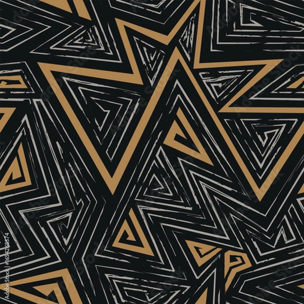 Obraz Golden Tribal Zigzag Pattern. Seamless pattern.