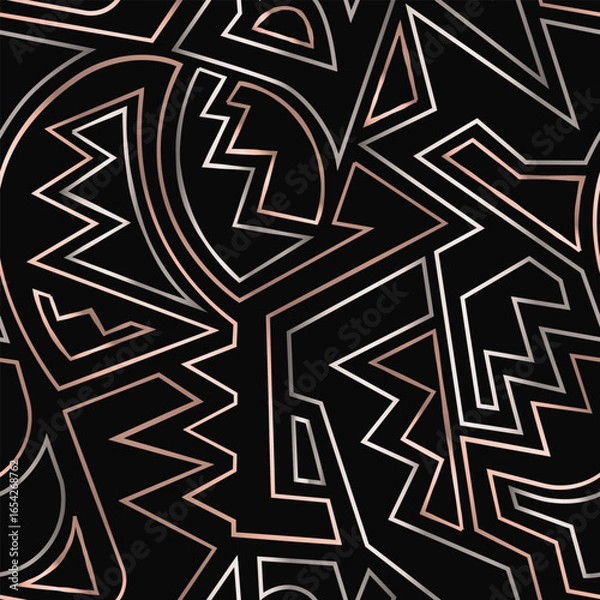 Obraz Scandinavian metallic maze. Seamless pattern.