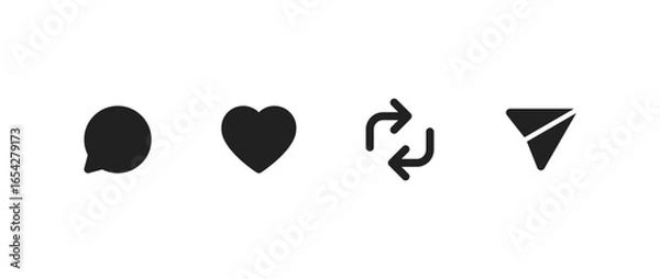 Obraz Like, comment, repost and send icon set. Vector EPS 10