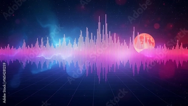 Fototapeta Cosmic nebula colors form an abstract soundwave pulsing with interstellar rhythms.