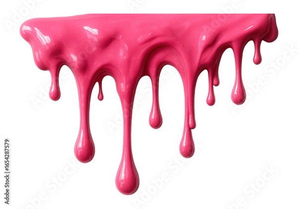 Fototapeta Pink paint dripping, creating dynamic fluid movement with artistic texture.