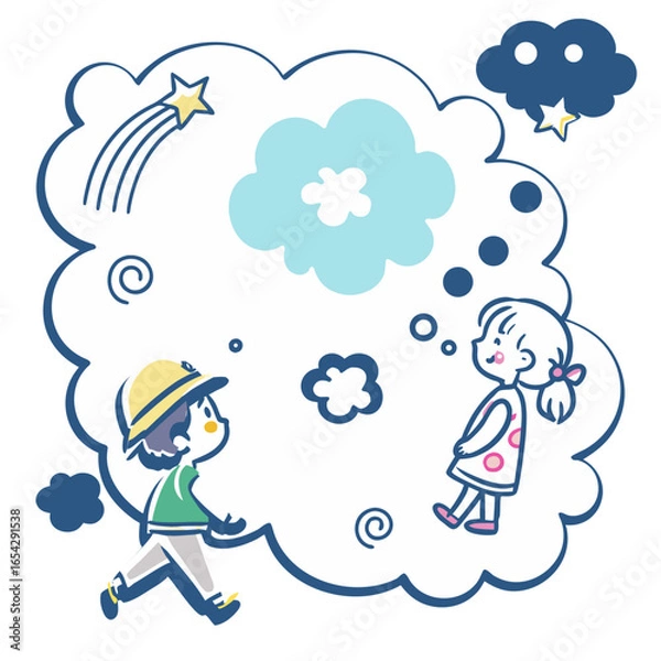 Obraz Speech bubble text frame dialog cloud hand drawn set