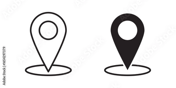 Fototapeta Map location pin icon. Map pin location sign icon vector illustration, black location pin marker symbol vector