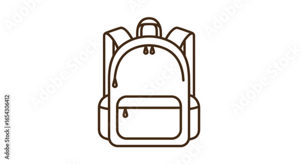 Fototapeta Simple backpack with straps and pockets isolated on white background