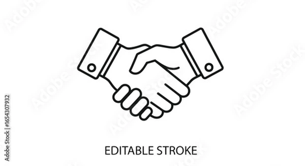 Fototapeta Handshake line icon representing business agreement isolated on white background