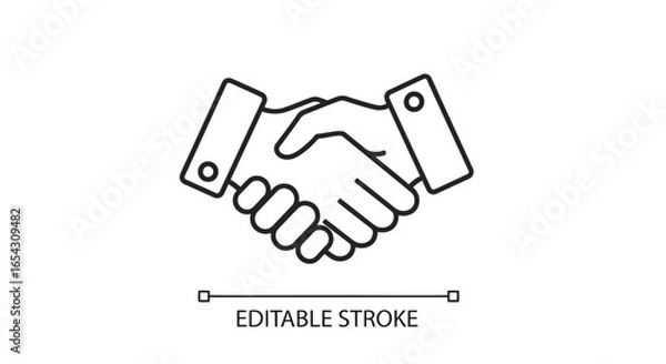 Fototapeta Handshake between two people isolated on white background, editable stroke