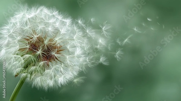 Obraz Dandelion Seed Dispersal in Nature, Symbolizing Journey, Graduation, and the Concept of New Beginnings.