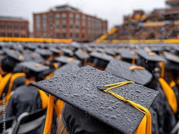 Obraz Graduates in Cap and Gown at Commencement, Celebrating Academic Success and the Journey Towards Professional Life.