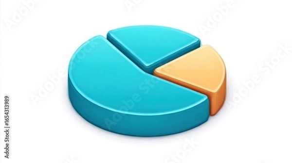 Obraz 3D Pie Chart Graphic Representing Statistical Data Visualization, Ideal for Business, Science, and Financial Analysis.