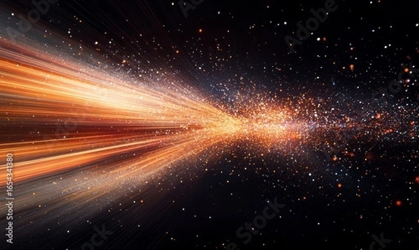 Fototapeta High-speed data transmission depicted by light lines on a dark background, symbolizing optical cables and the rapid flow of information in todays digital age, Generative AI