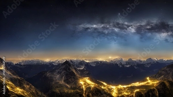 Obraz Sunset on a snow-covered mountain peak with a stunning sky view