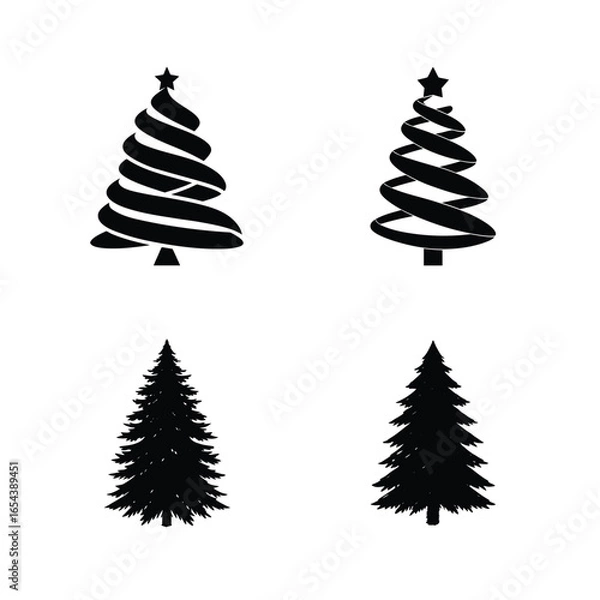 Fototapeta Christmas Tree Silhouette Vector Set