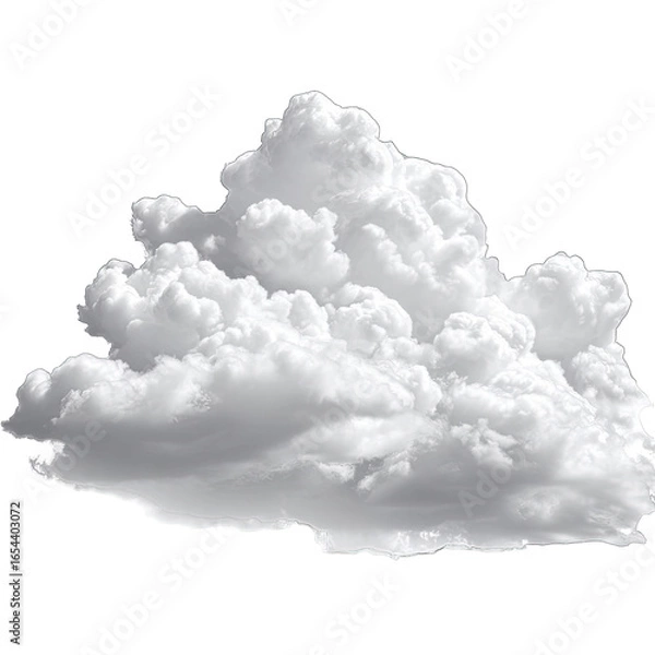Fototapeta Large, fluffy white cloud in grayscale