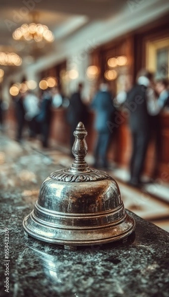 Obraz Hotel reception bell on marble