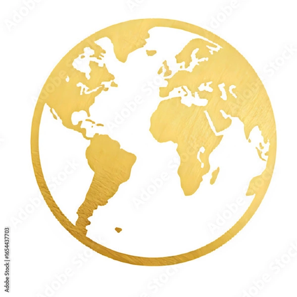 Fototapeta A 3d golden world globe