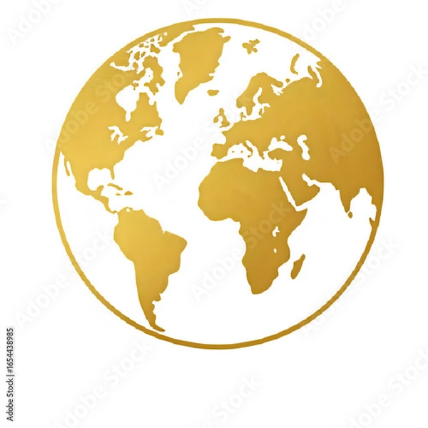 Fototapeta A 3d golden world globe