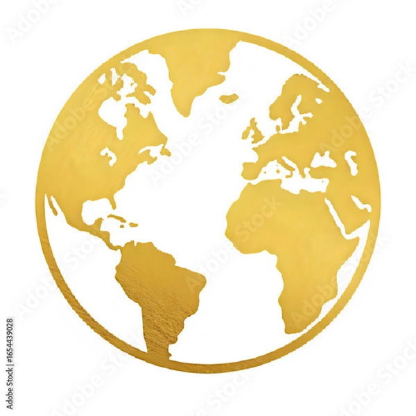 Fototapeta A 3d golden world globe