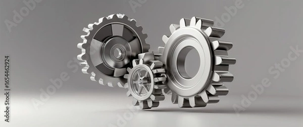 Fototapeta Gears symbolize collaboration and precision in recruitment and hiring practices. The focus is on how teamwork and effective communication drive success in engineering projects