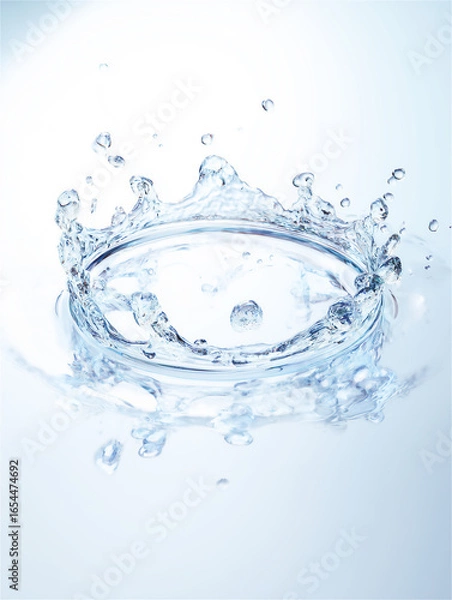 Fototapeta 水滴の飛散が美しい透明感のあるブルーのクラウン背景
