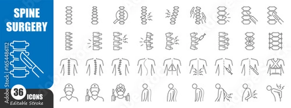 Obraz Spine surgery thin line icon . Editable stroke . Vector .