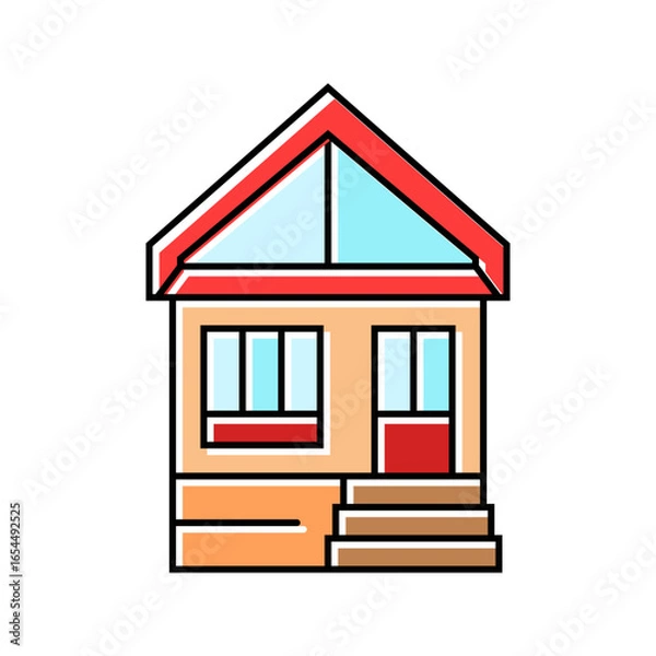 Obraz off grid cabin wooden color icon vector illustration