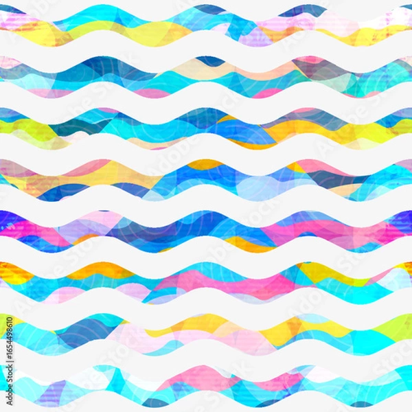 Obraz Aquatic Zigzag Glow Seamless pattern.