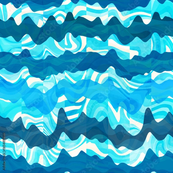 Fototapeta Oceanic Wave geometric Seamless pattern.