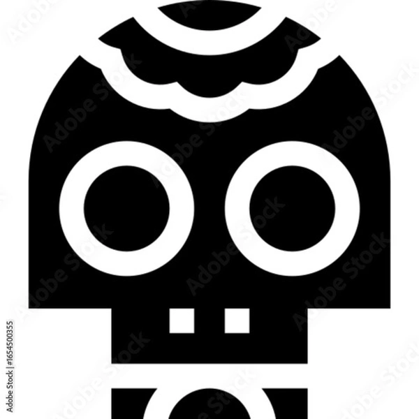 Obraz Decorated Sugar Skull Vector Icon