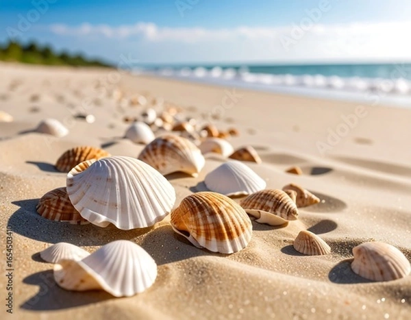 Fototapeta Seashells on a sunny beach