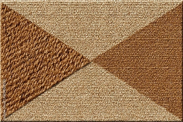 Fototapeta Beige and brown textured triangles on a woven rug