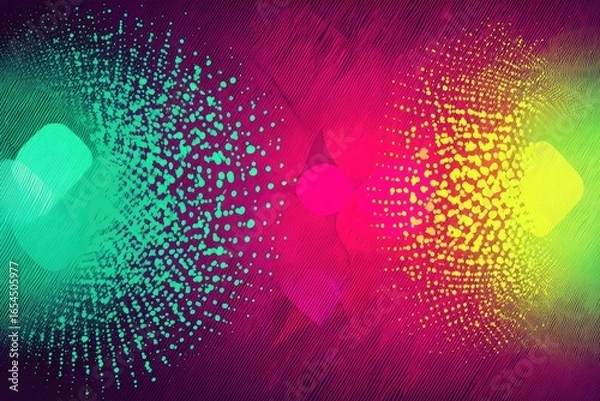 Fototapeta Abstract vibrant graphic with radiating dots and diagonal lines