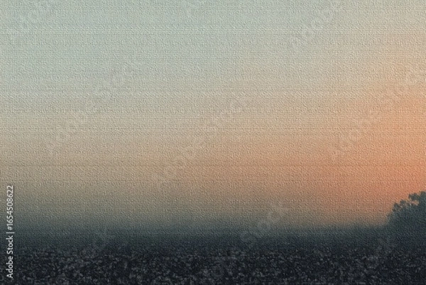 Fototapeta Misty field at dawn, muted colors