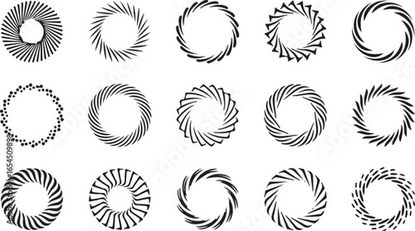 Fototapeta Black Circular Frame Set – Circle, Abstract, Ornament, Design, Border, Symbol, Shape, Round, Graphic, Isolated, Pattern, Badge, Emblem, Decorative, Vector, Circular, Element, Illustration