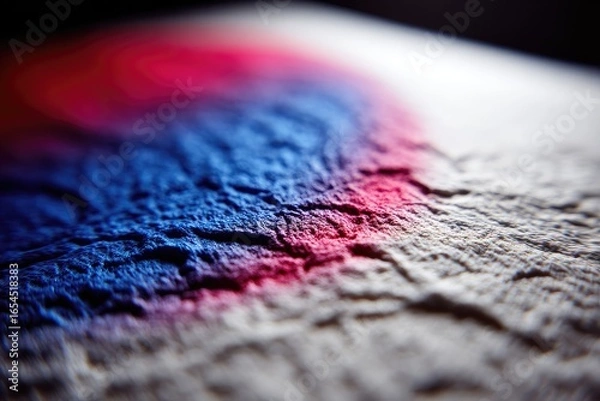 Fototapeta Close-up of textured paper with vibrant, blended colors