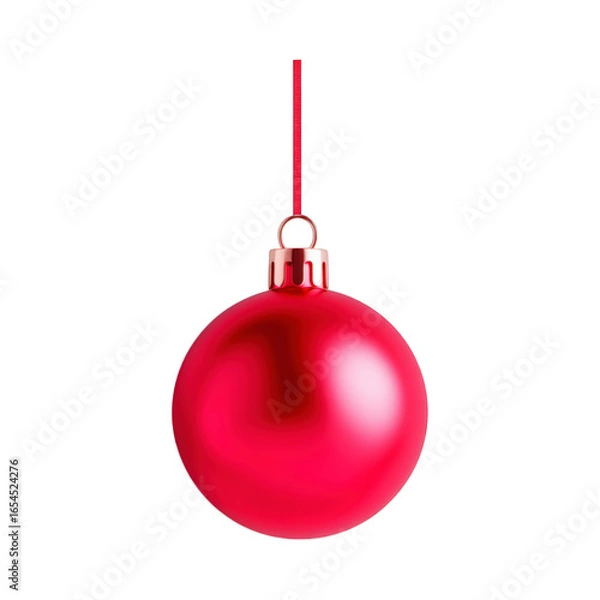 Obraz Detailed red holiday ball isolated white