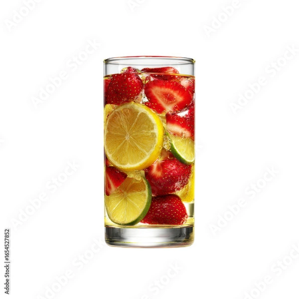 Obraz Refreshing Strawberry, Lemon, and Lime Infused Water in Glass